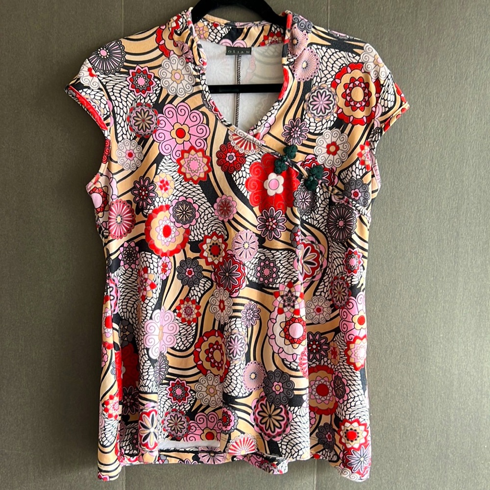 Asian Inspired Printed Blouse